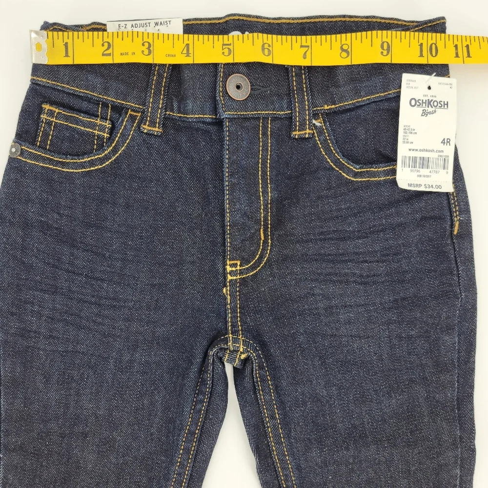 Oshkosh B'gosh Jeans Size 4R Skinny Adjustable Waistband Denim Dark Wash NEW